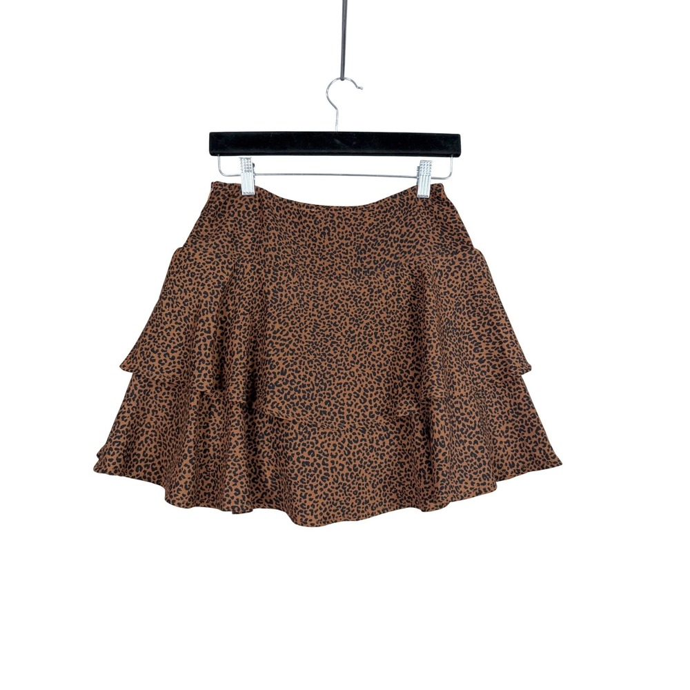 Gilli NWT Leopard Print Tiered Ruffle Skort Womens XS Brown Animal Print Skirt